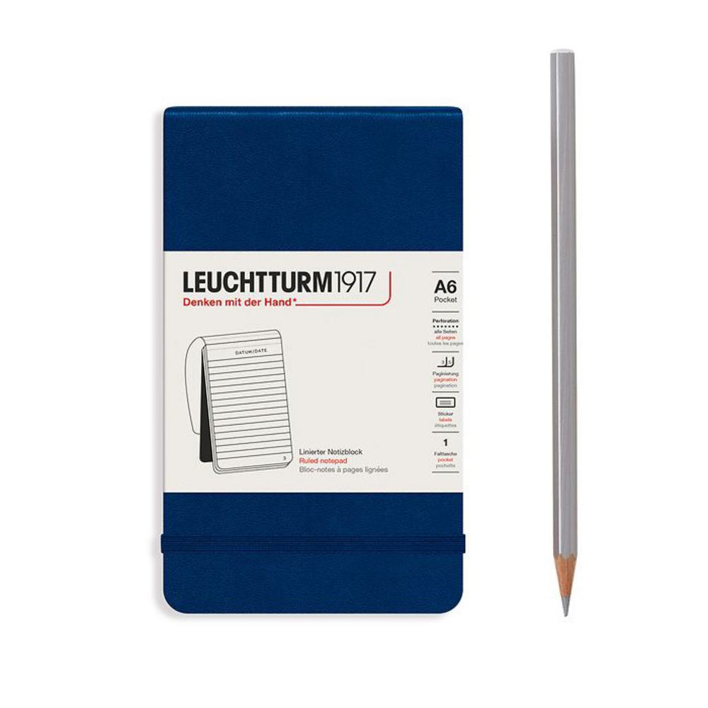 Leuchtturm, Blue, Journal, Art & School, A6, Pocket, Ruled, Notepad, Navy, 724316